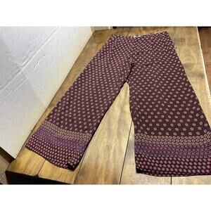 Anthropologie Marsden Wide-Leg Printed Maroon Pants Size 14